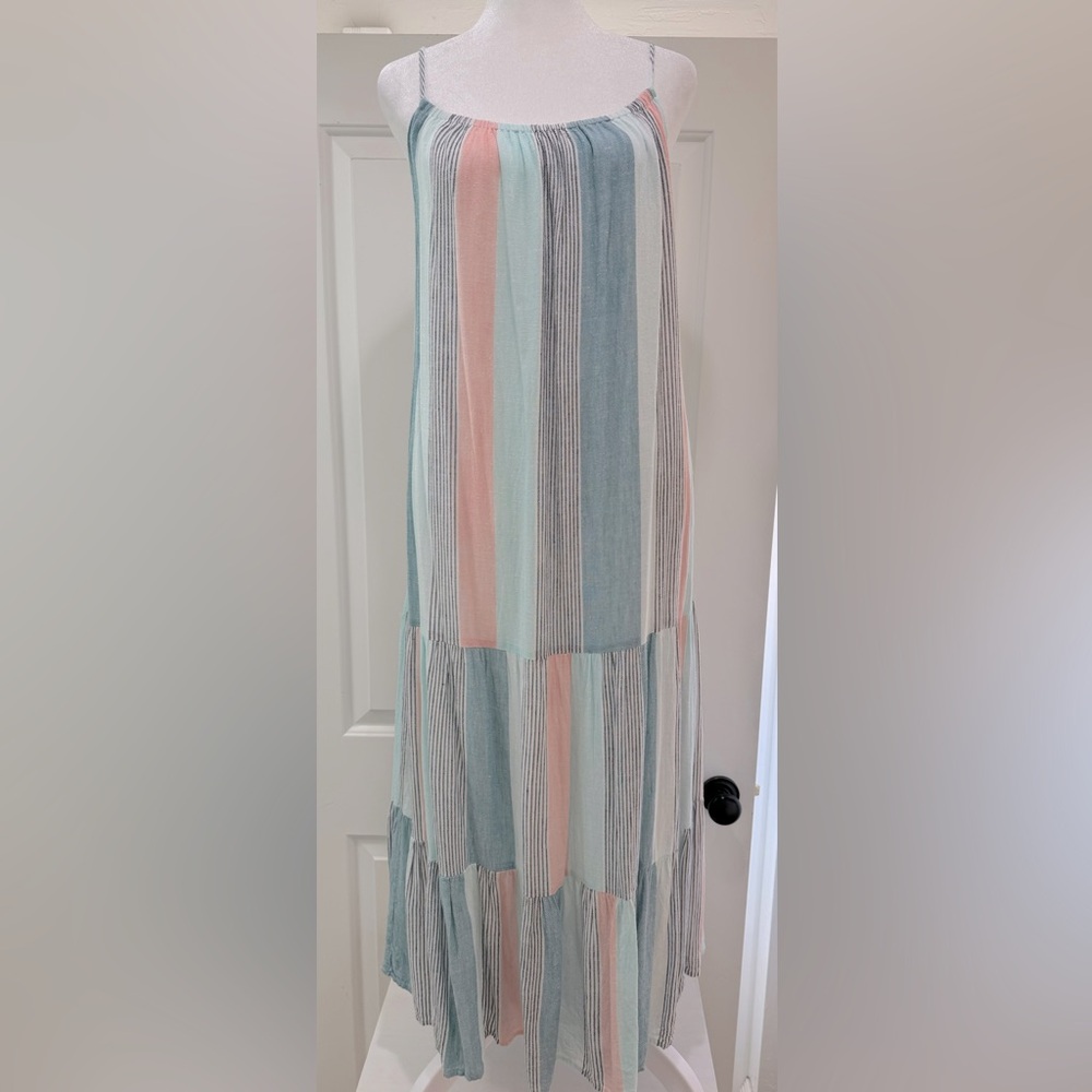 NWOT RAILS Adora Sleeveless Linen Blend Midi Dress in Highland Stripe - Picture 8 of 12